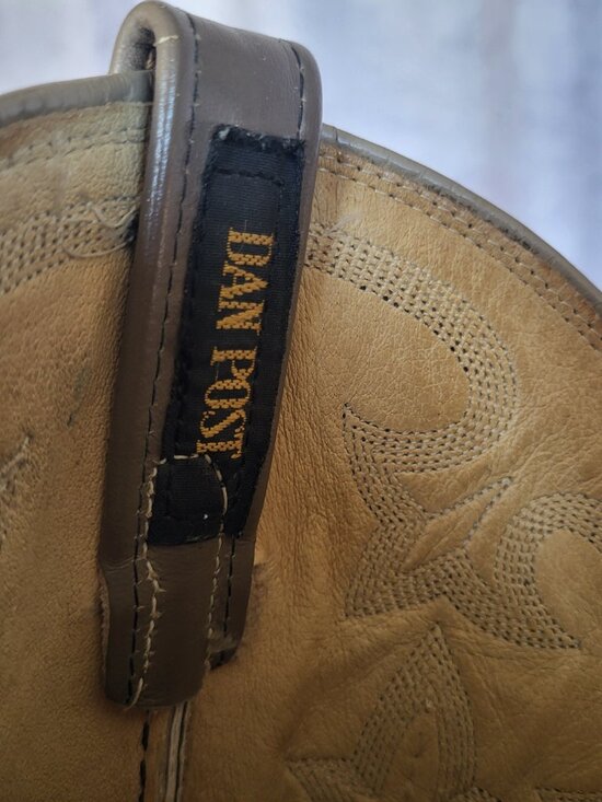 Vintage Dan Post Elephant Western Cowboy Boots Beige/Gray Men\'s Size 9.5 D main image 16
